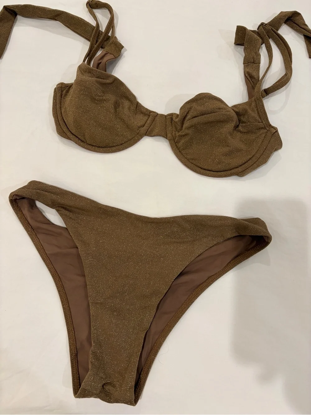 Monday Swimwear Brown Shimmery Underwire Bikini Set